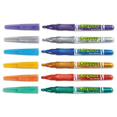 Crayola Assorted Marker, Glitter, Assorted, PK6, 6 PK 588629